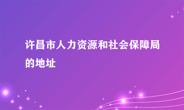 许昌市人力资源和社会保障局的地址