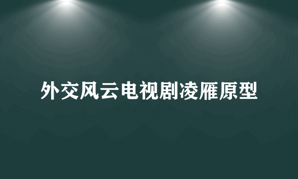 外交风云电视剧凌雁原型