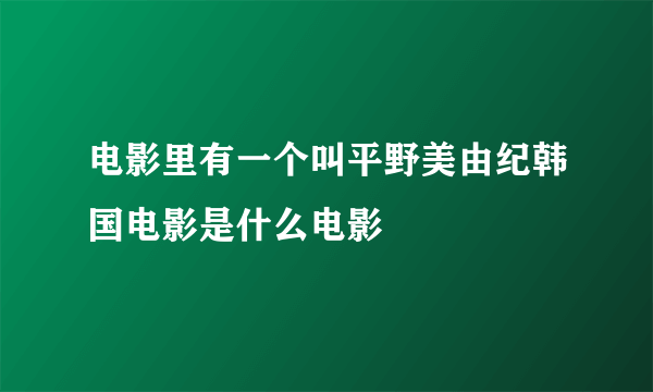 电影里有一个叫平野美由纪韩国电影是什么电影