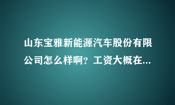 山东宝雅新能源汽车股份有限公司怎么样啊？工资大概在什么水平？包住宿吗？