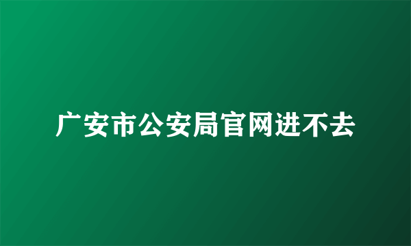 广安市公安局官网进不去