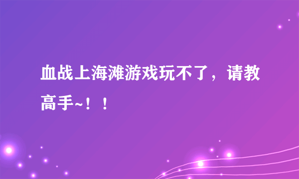 血战上海滩游戏玩不了，请教高手~！！