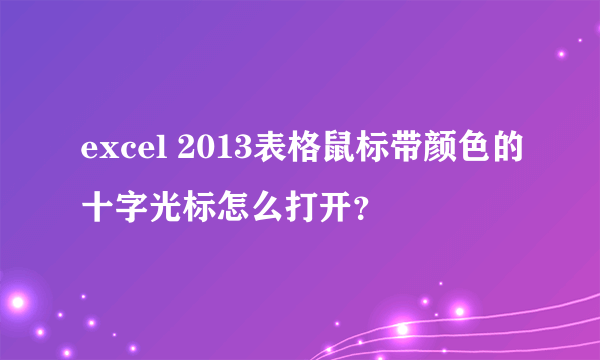 excel 2013表格鼠标带颜色的十字光标怎么打开？