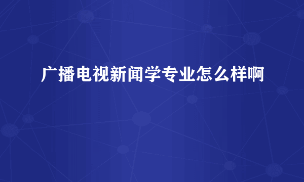 广播电视新闻学专业怎么样啊