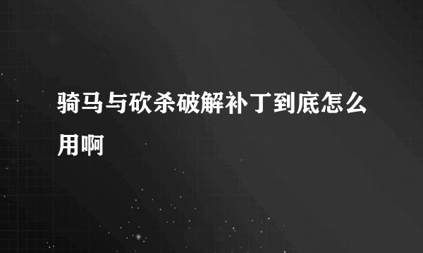 骑马与砍杀破解补丁到底怎么用啊