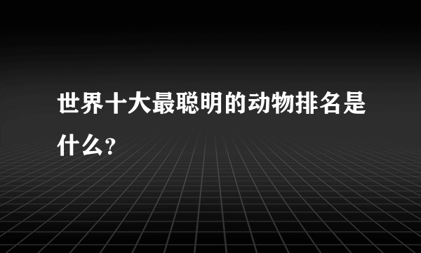 世界十大最聪明的动物排名是什么？