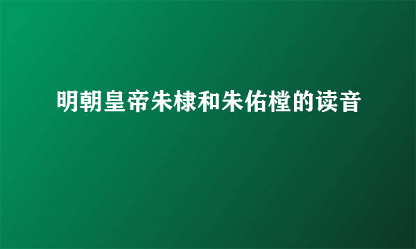 明朝皇帝朱棣和朱佑樘的读音