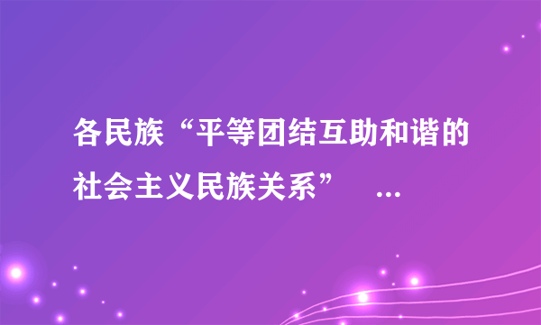 各民族“平等团结互助和谐的社会主义民族关系”    民族团结的重要性