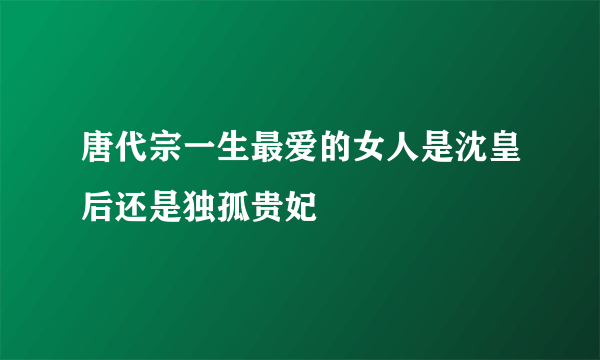 唐代宗一生最爱的女人是沈皇后还是独孤贵妃