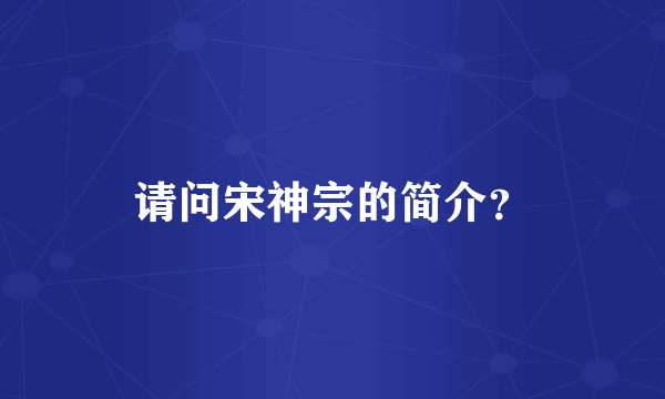 请问宋神宗的简介？