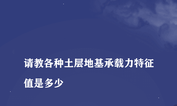 
请教各种土层地基承载力特征值是多少

