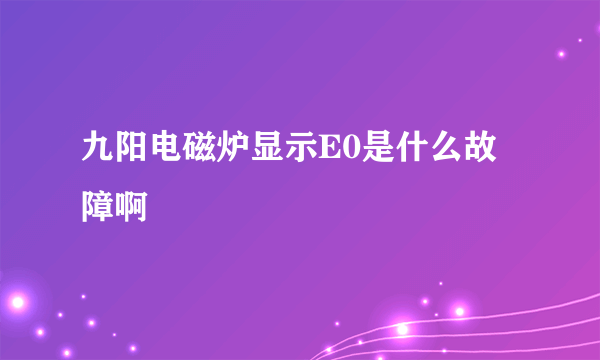 九阳电磁炉显示E0是什么故障啊