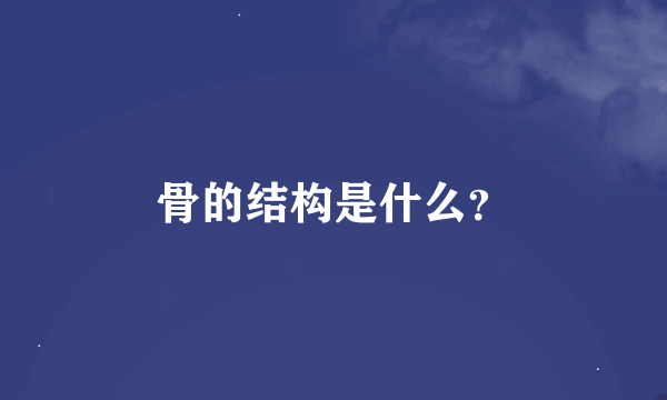 骨的结构是什么？