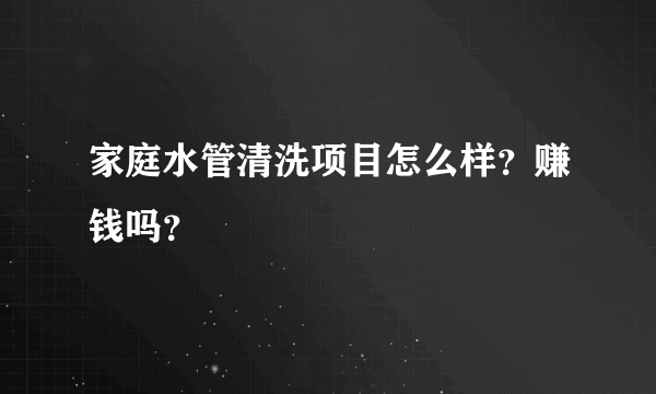 家庭水管清洗项目怎么样？赚钱吗？