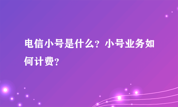 电信小号是什么？小号业务如何计费？