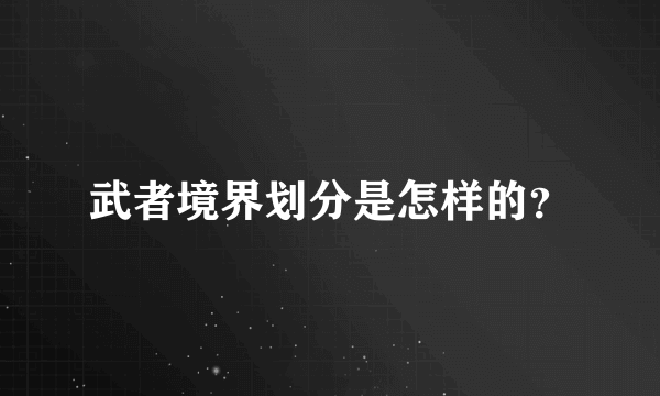 武者境界划分是怎样的？