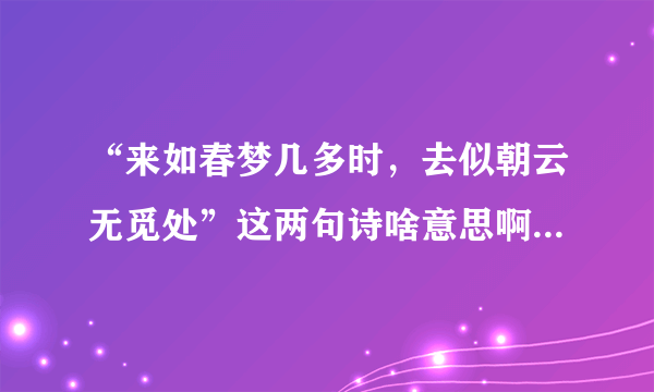 “来如春梦几多时，去似朝云无觅处”这两句诗啥意思啊？要表达的是啥呢？