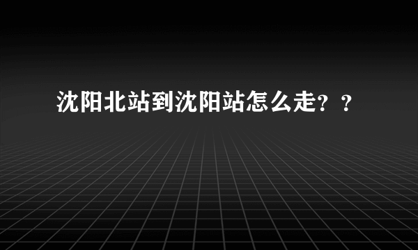 沈阳北站到沈阳站怎么走？？