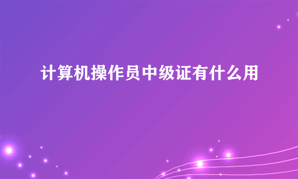 计算机操作员中级证有什么用