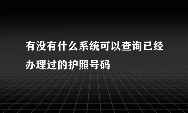 有没有什么系统可以查询已经办理过的护照号码