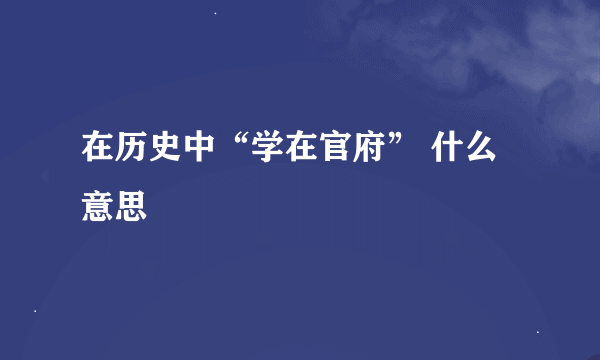 在历史中“学在官府” 什么意思