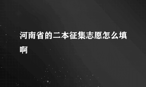 河南省的二本征集志愿怎么填啊