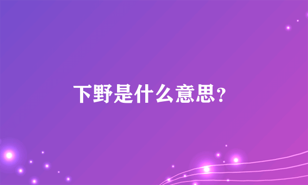 下野是什么意思？