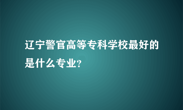 辽宁警官高等专科学校最好的是什么专业？