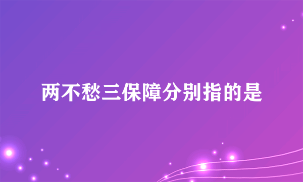 两不愁三保障分别指的是