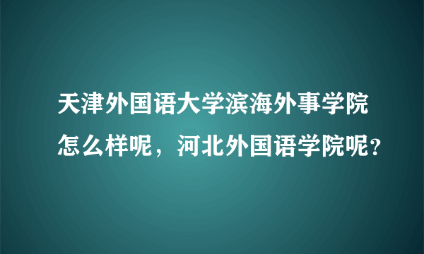 天津外国语大学滨海外事学院怎么样呢，河北外国语学院呢？