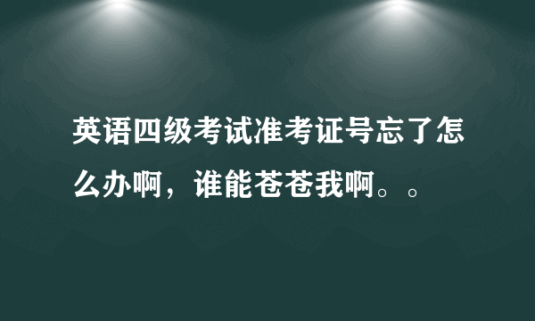 英语四级考试准考证号忘了怎么办啊，谁能苍苍我啊。。