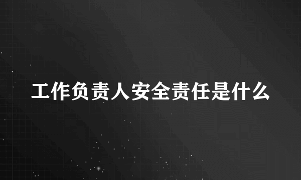 工作负责人安全责任是什么