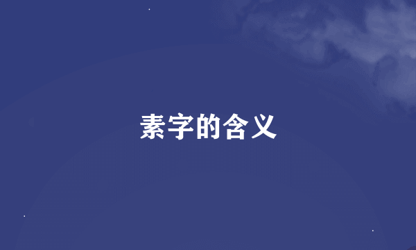 素字的含义