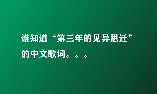 谁知道“第三年的见异思迁”的中文歌词。。。