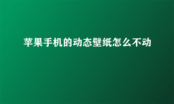 苹果手机的动态壁纸怎么不动