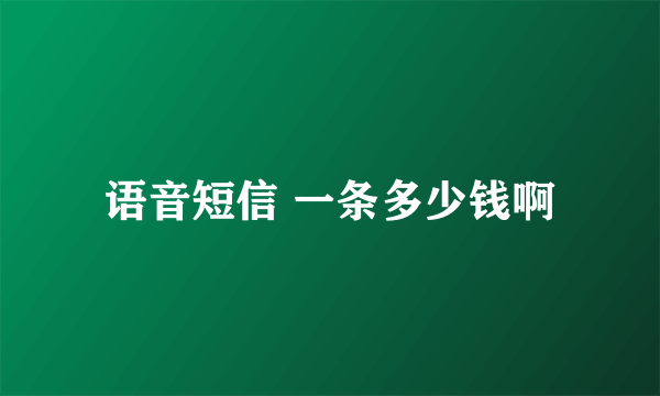 语音短信 一条多少钱啊