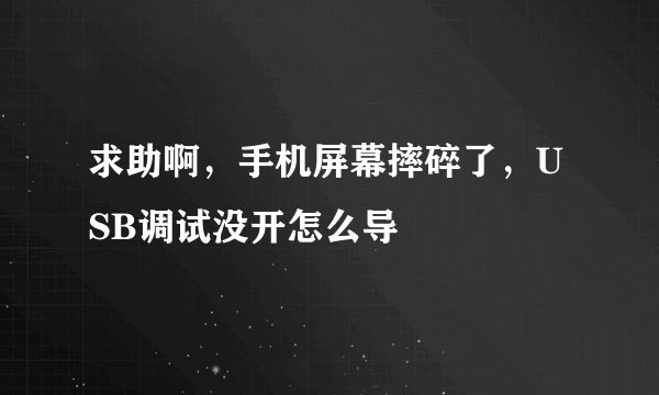 求助啊，手机屏幕摔碎了，USB调试没开怎么导