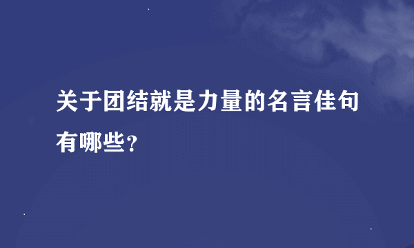 关于团结就是力量的名言佳句有哪些？