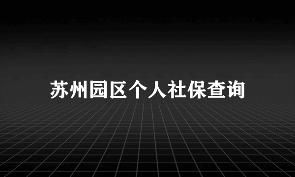 苏州园区个人社保查询