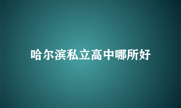 哈尔滨私立高中哪所好