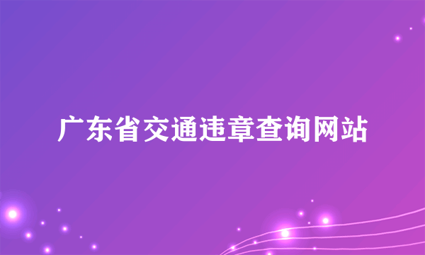 广东省交通违章查询网站