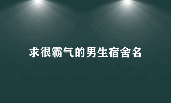 求很霸气的男生宿舍名