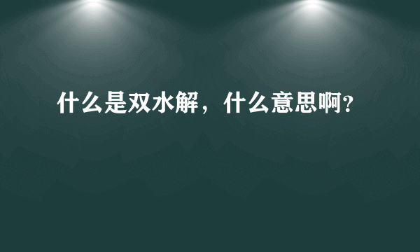 什么是双水解，什么意思啊？