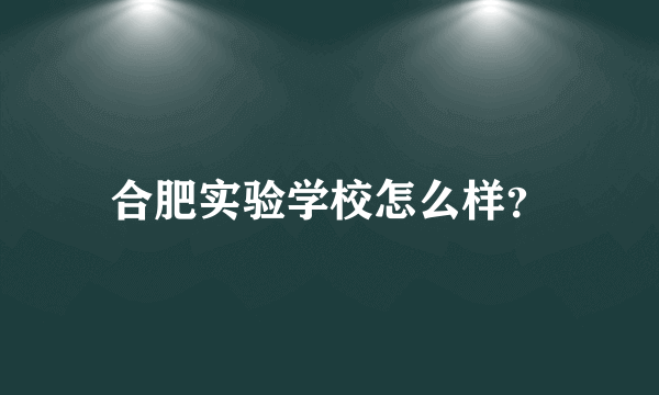 合肥实验学校怎么样？