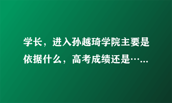 学长，进入孙越琦学院主要是依据什么，高考成绩还是… 申请的话到校是不是还有专门的考试啊 会不会很难进