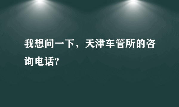 我想问一下，天津车管所的咨询电话?