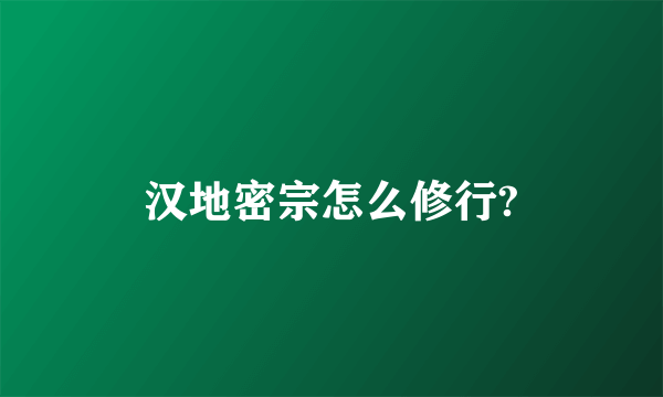 汉地密宗怎么修行?