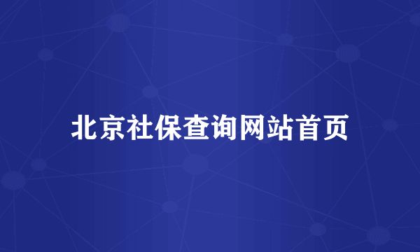 北京社保查询网站首页