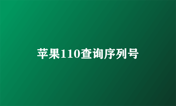 苹果110查询序列号