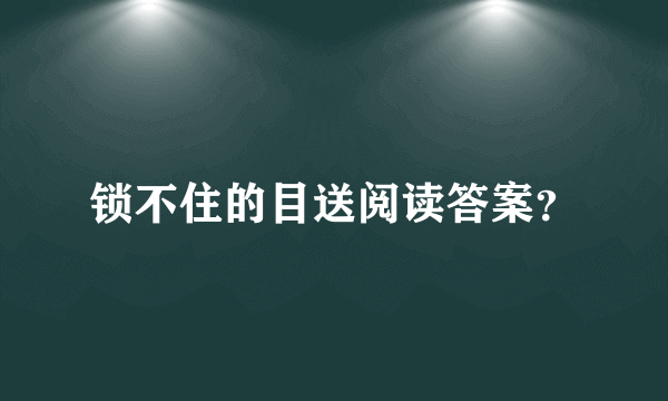 锁不住的目送阅读答案？